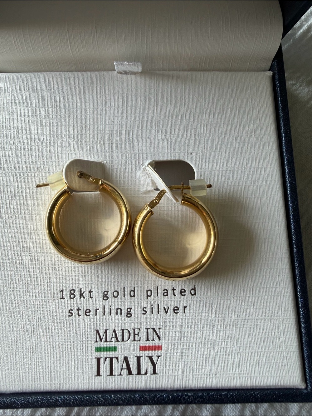 Lucia Mara 18kt Gold Plated Sterling Silver Hoop Earrings Italy NIB(B238)